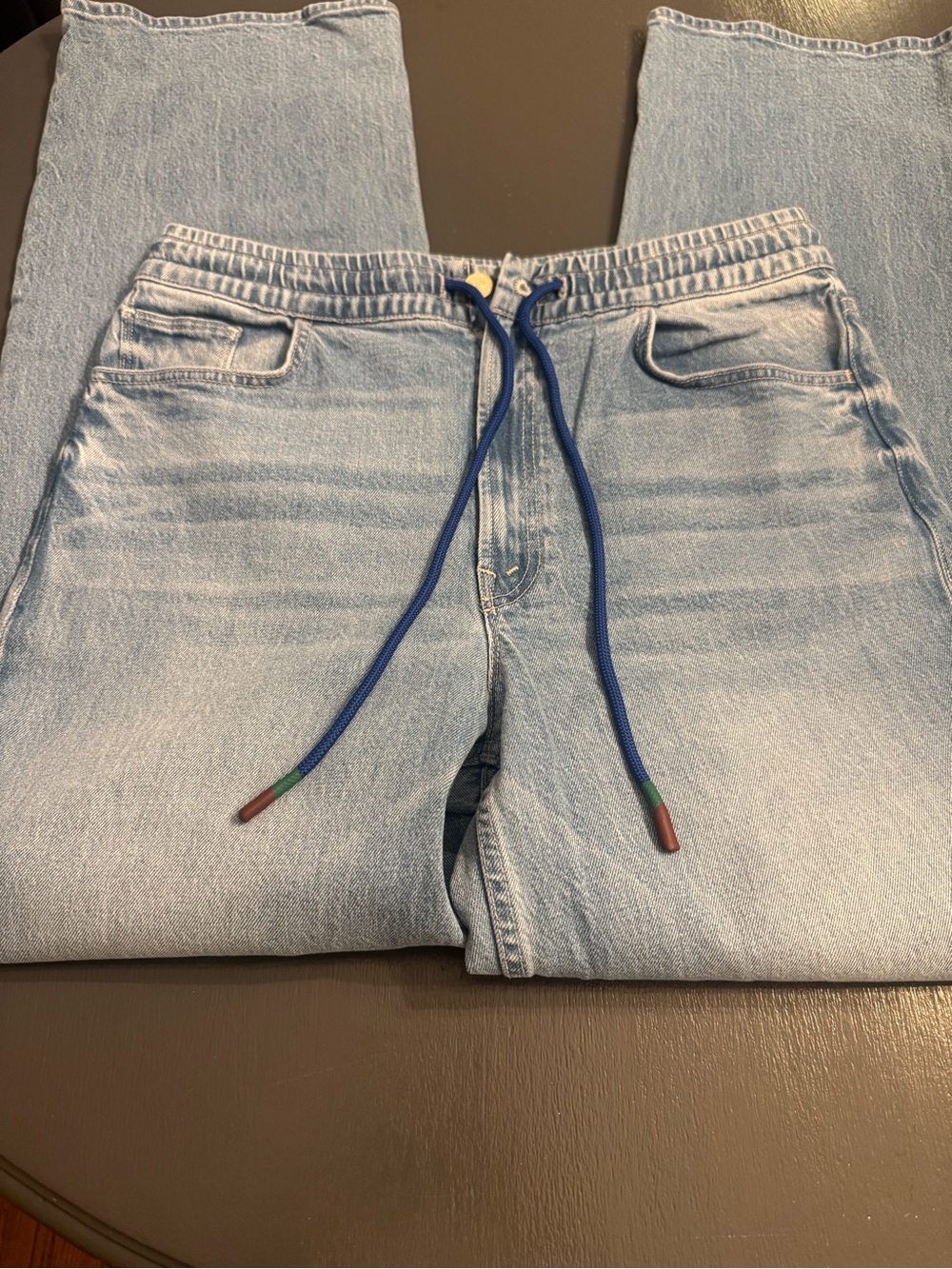 MOTHER Light Blue Denim Jogger Jeans with Blue Drawstring...NWOT